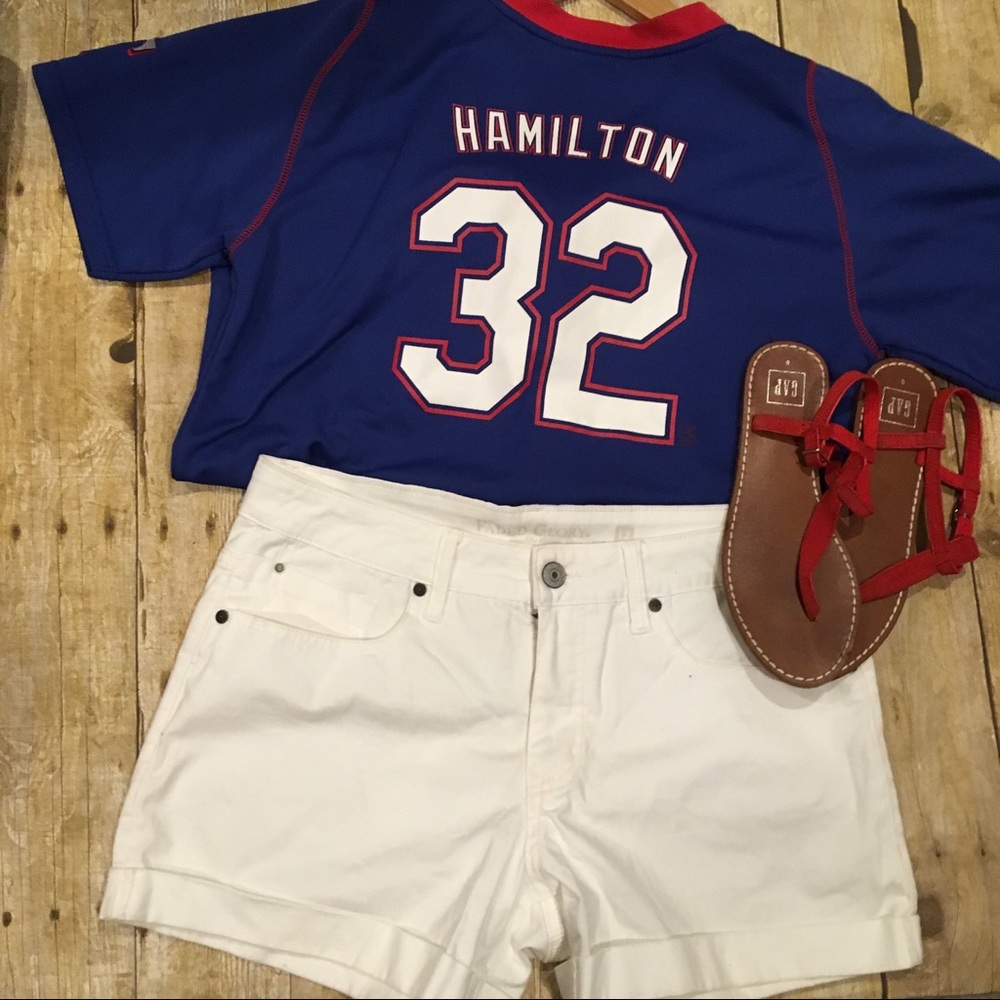 Hamilton  Jersey  button up shirt. Texas Rangers.